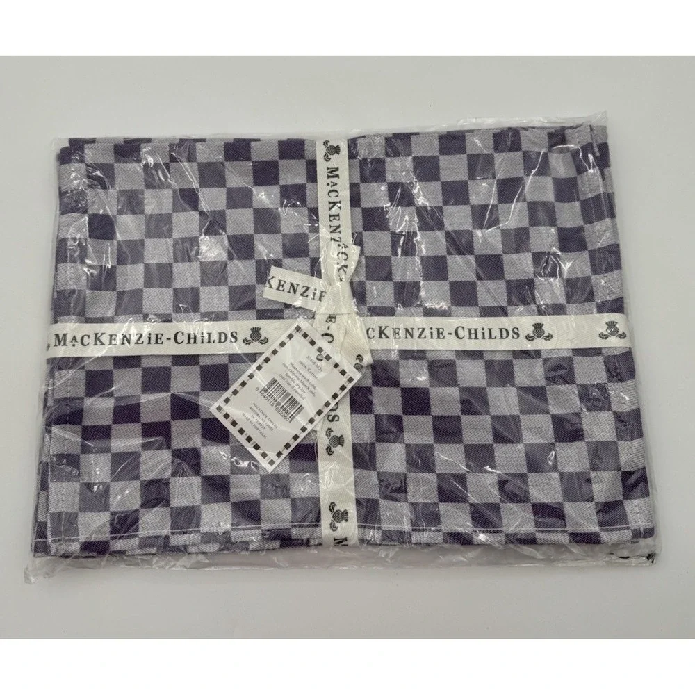 MacKenzie-Childs Plum Check Placemats Set of 4 Purple Cotton 13x18.5 NEW
